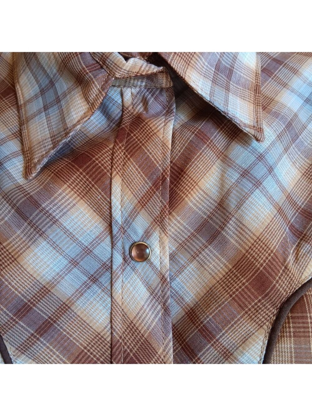 New Vintage Cowgirl Western Shirt 36 Large 1980's Plaid Western Stage West USA